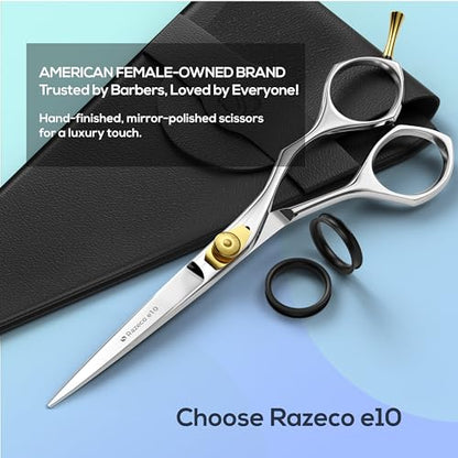 Suvorna Japanese stainless steel grooming scissors laid flat illustrating the hollow-ground blade construction.
