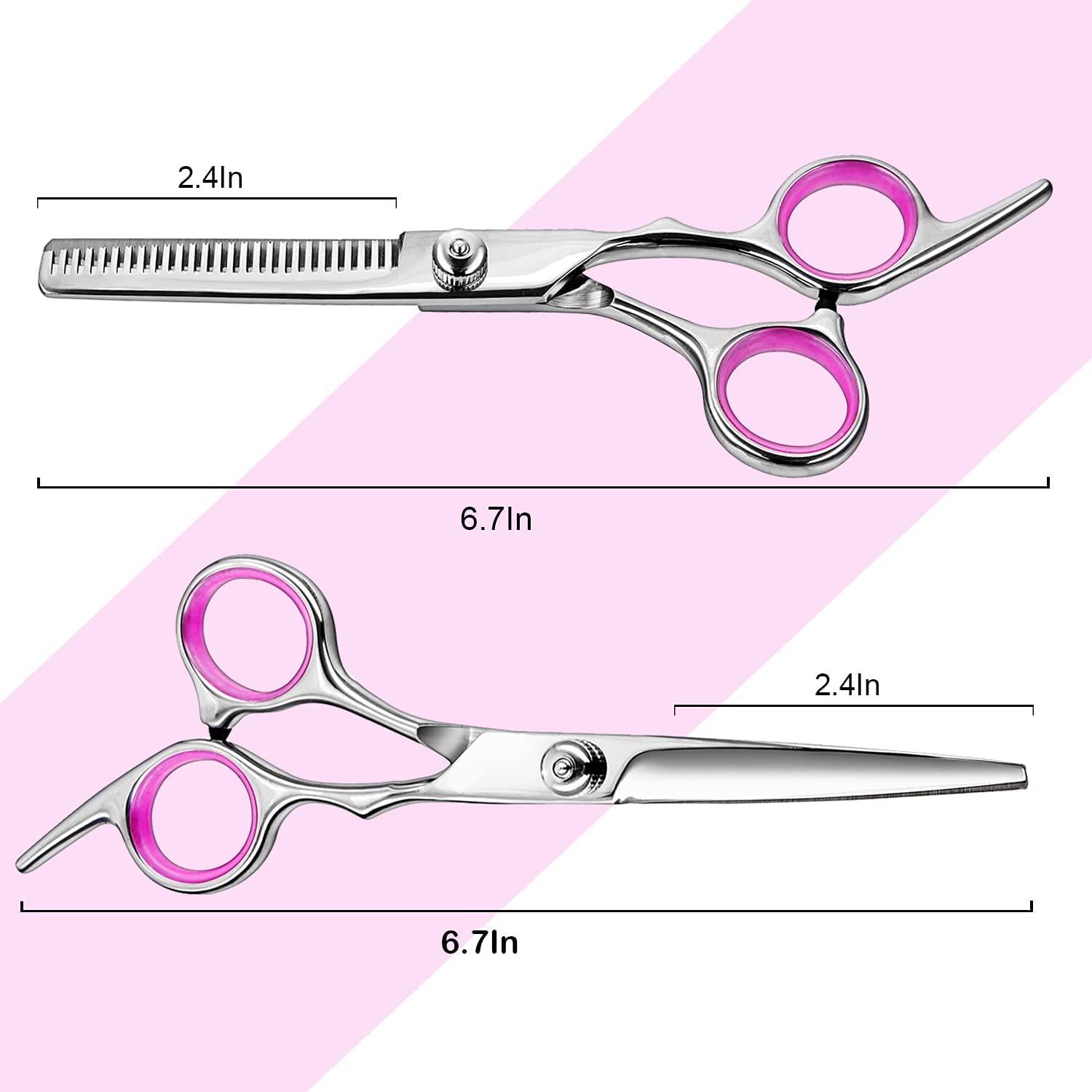 Fcysy six inch barber shears and thinning scissors displayed next to the included black styling comb
