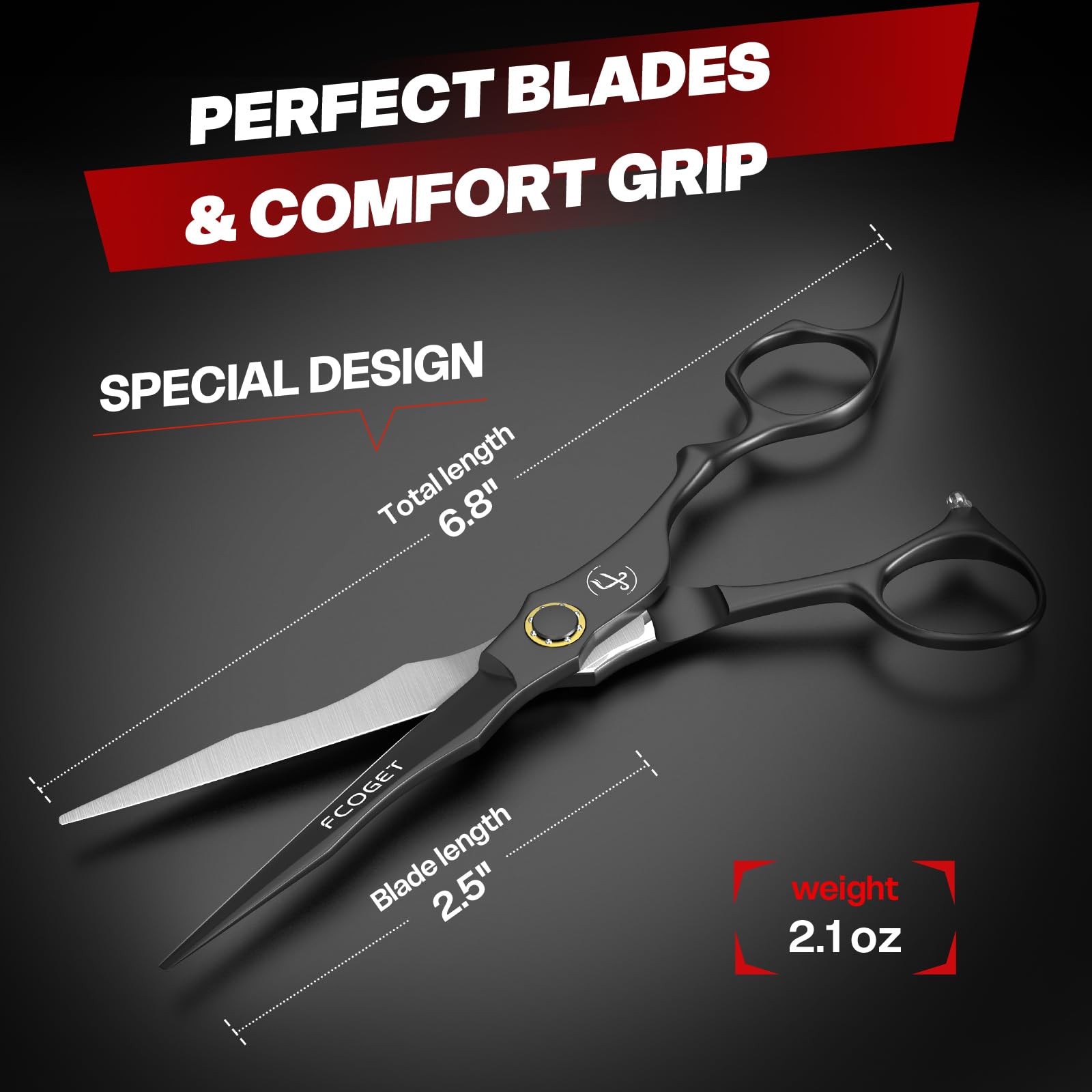 Adjustable tension screw mechanism close up on the professional barber shears
