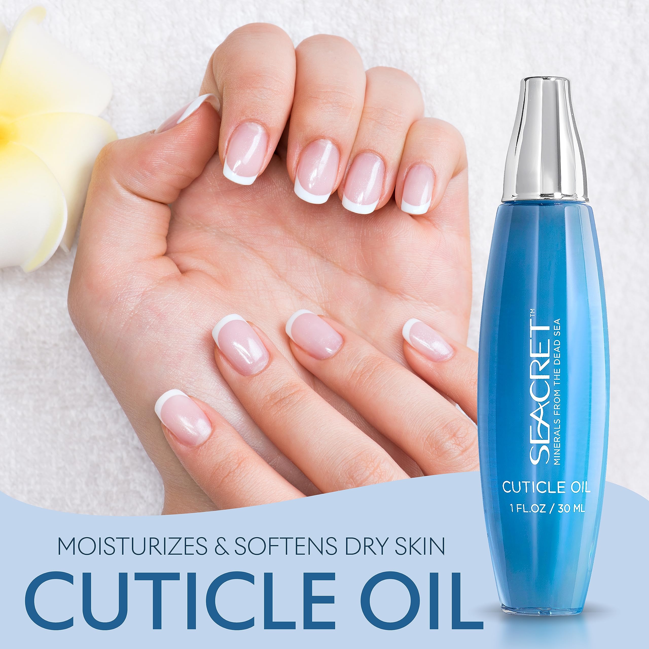 Close up of Seacret Dead Sea minerals cuticle oil