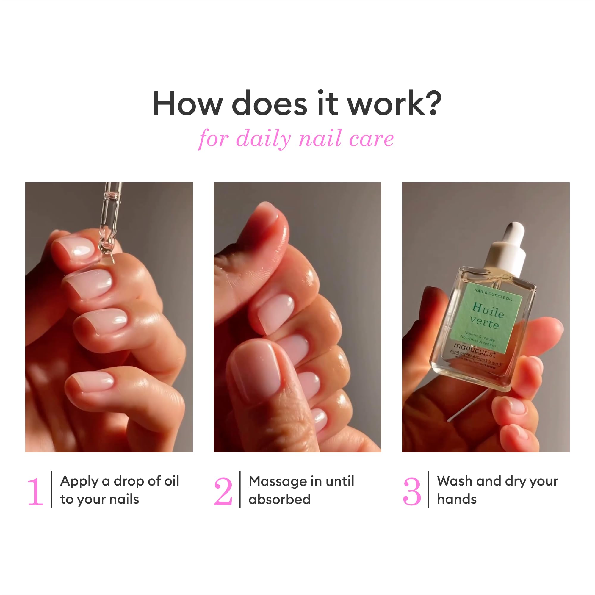 Manucurist Green Oil glass dropper bottle packaging