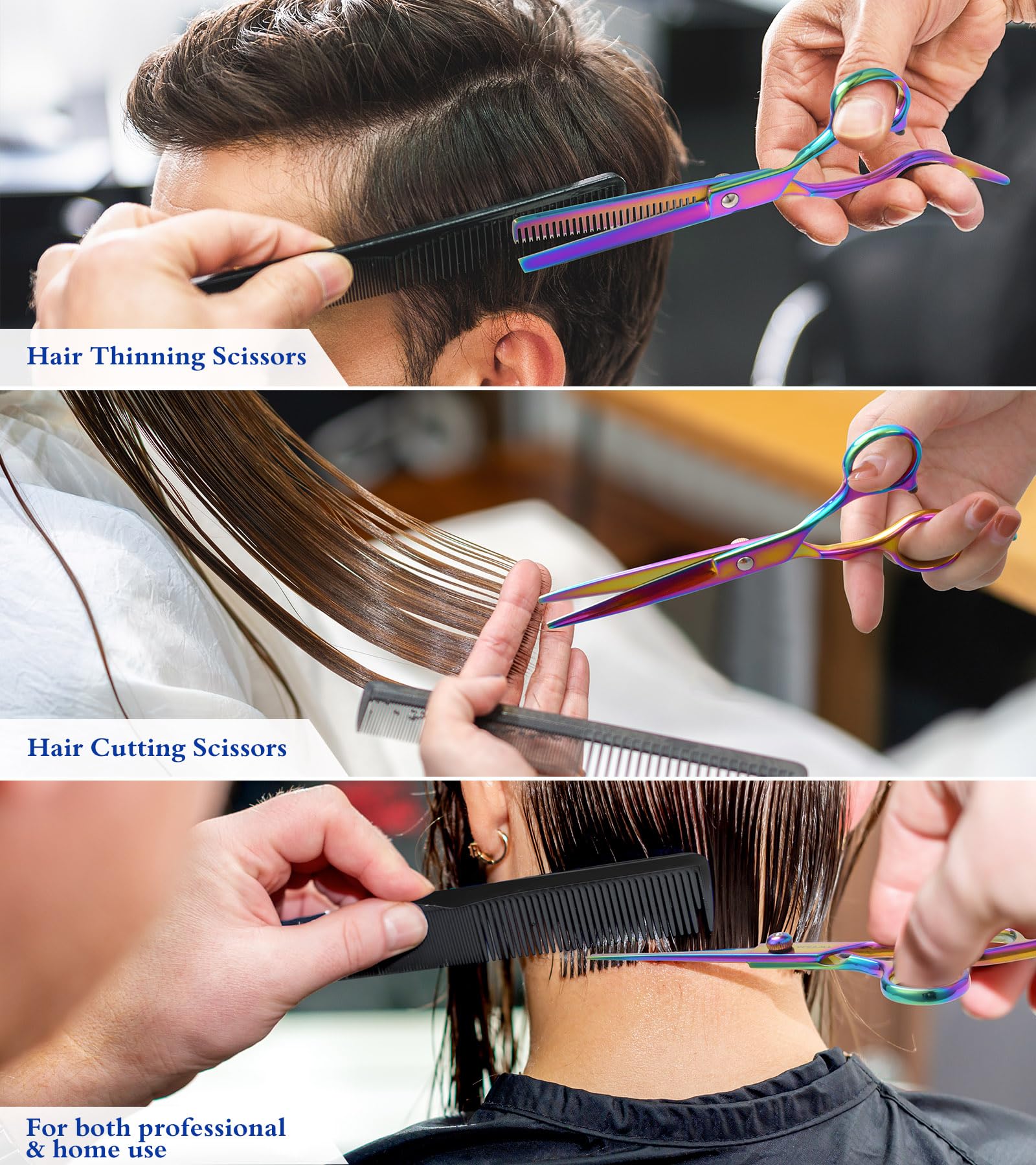 Vfaejll ergonomic haircut shears handle design demonstrating comfortable finger grip configuration