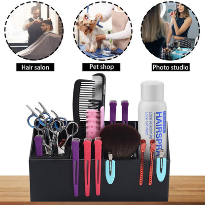 Noverlife shear holder black desktop rack with inserted scissors