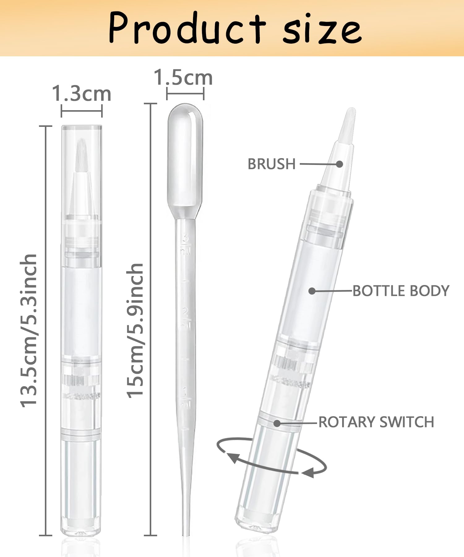 Transparent empty nail oil pens with transfer pipettes