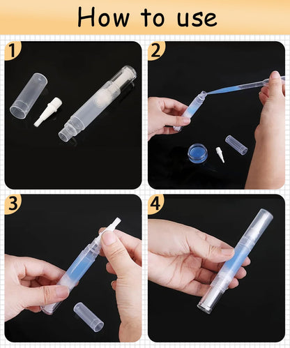 Set of 6 empty cosmetic pens with 4 pipettes for beauty use