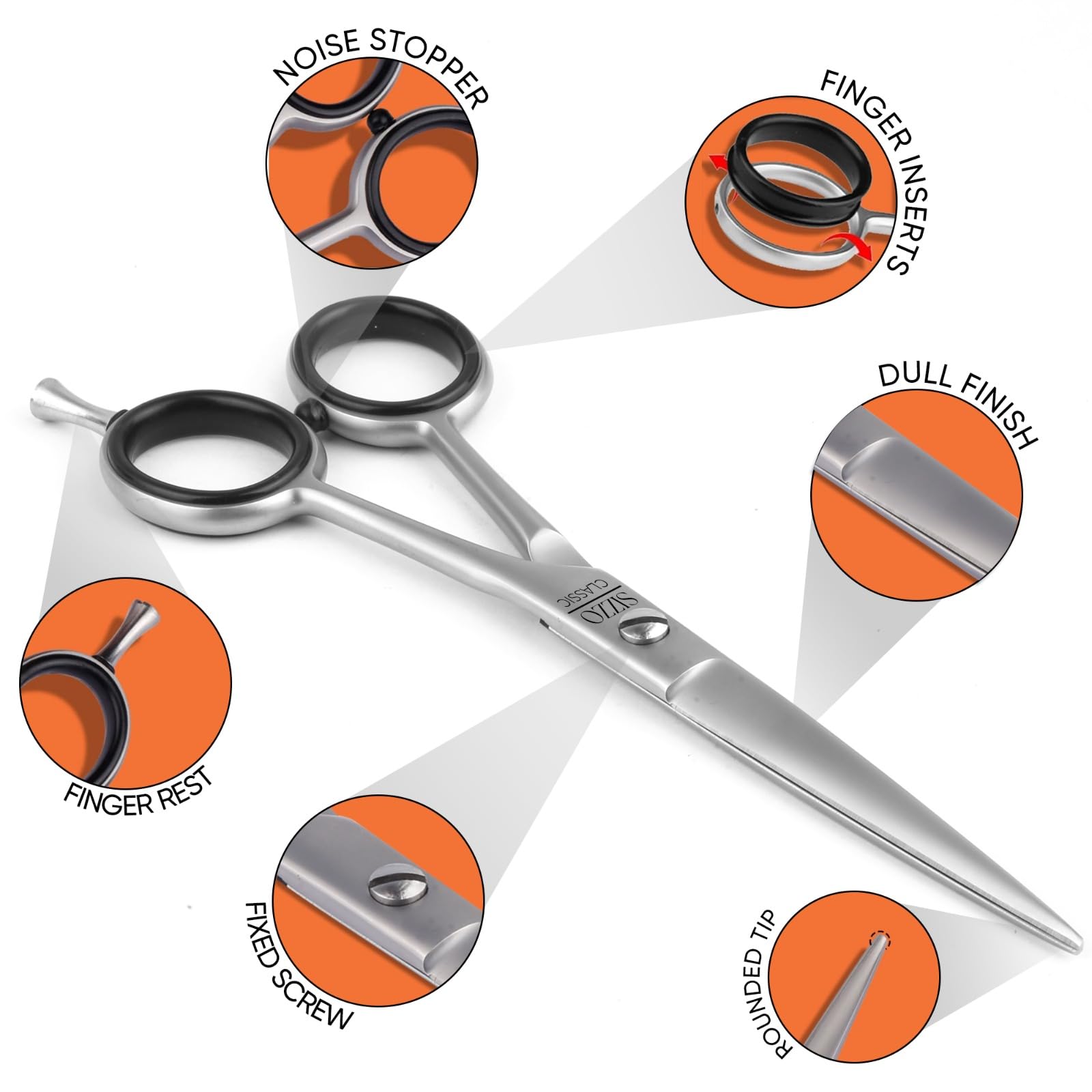 Side profile of the premium convex edge barber shears highlighting the sleek matte finish.
