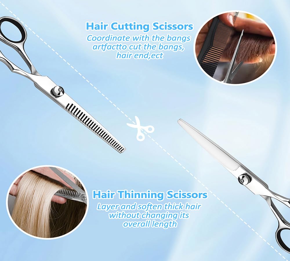 Dockapa premium stainless steel salon scissors and texturizing shears with adjustment screw