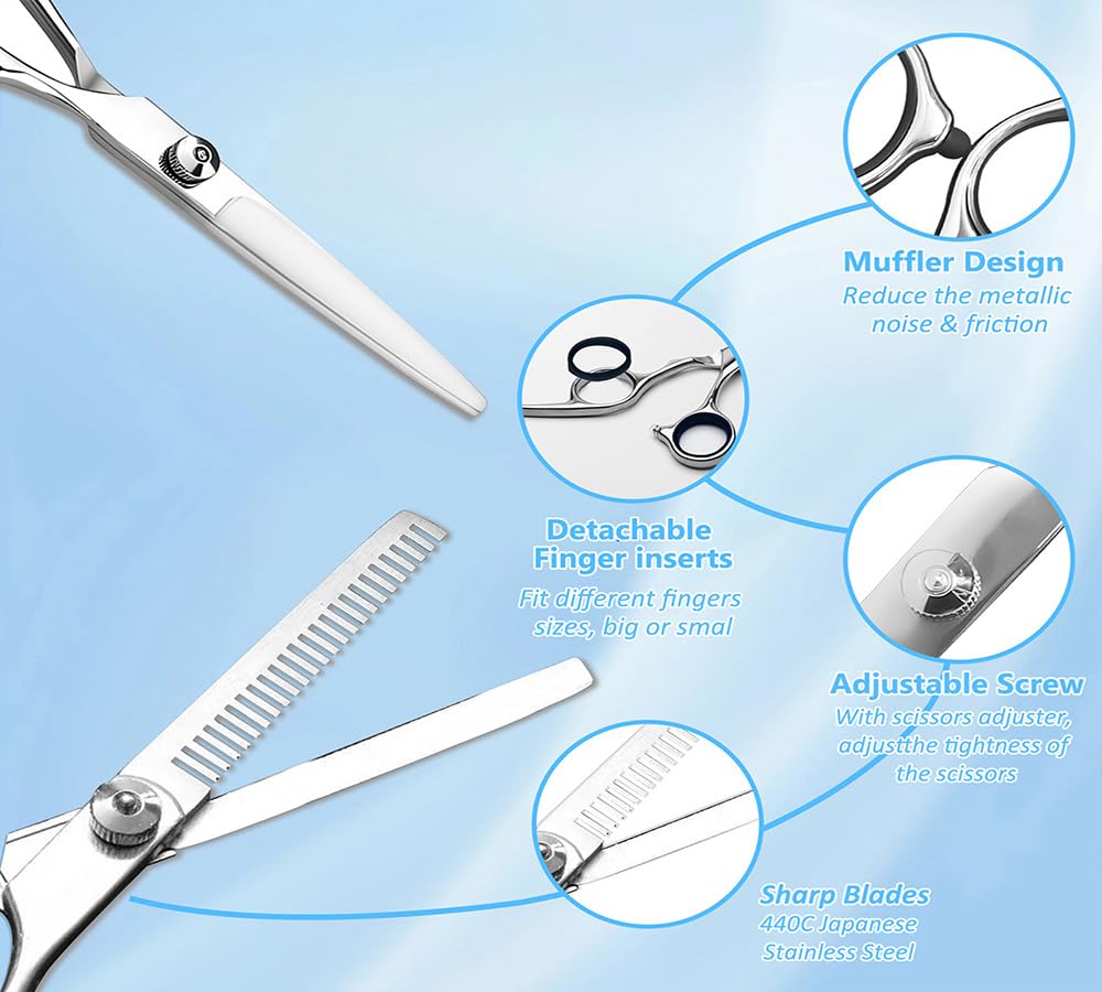 Dockapa hairdressing kit including straight razor edge scissors and tooth thinning shears