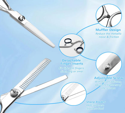 Dockapa hairdressing kit including straight razor edge scissors and tooth thinning shears