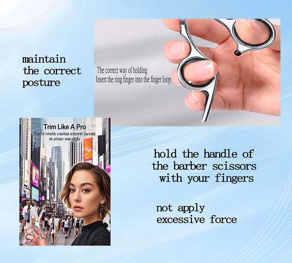 Ergonomic finger rings on Dockapa stainless steel barber shears for comfortable styling