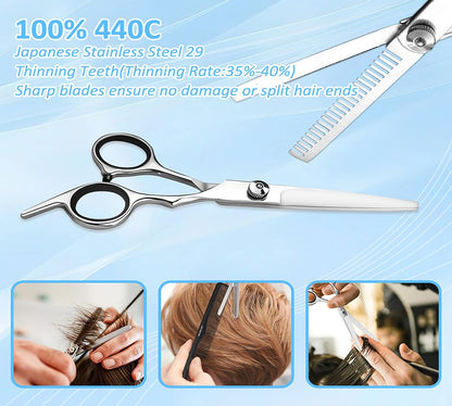 Dockapa hair cutting shears showing the adjustable tension screw mechanism