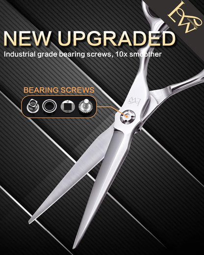 Close up view of the ergonomic handle and tension screw on Fagaci professional hair shears