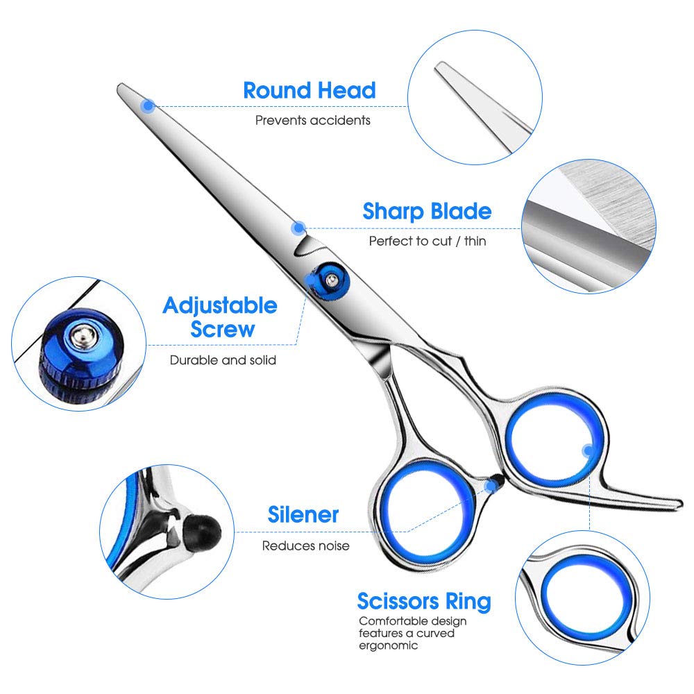 FATHABY barber scissors set with soft inner rubber finger rings for ergonomic grip