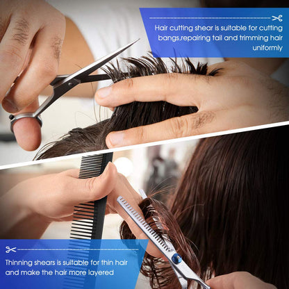 FATHABY professional grooming shears arranged neatly inside the included black zippered storage case