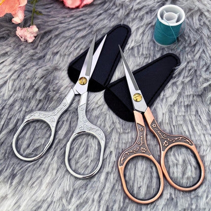 Decorative carved handle embroidery scissors snipping delicate sewing threads