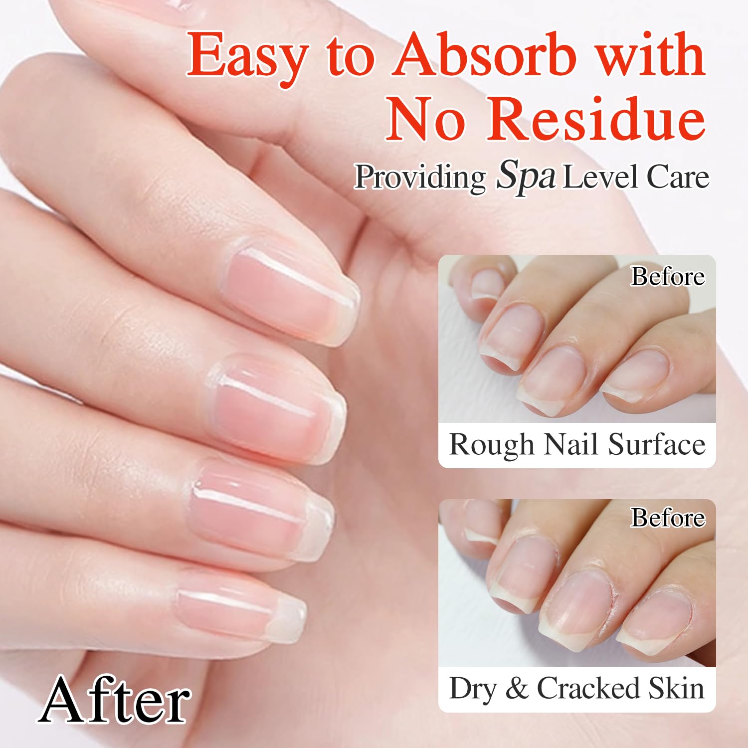 Close up of nails after applying Double Rhythm cuticle oil