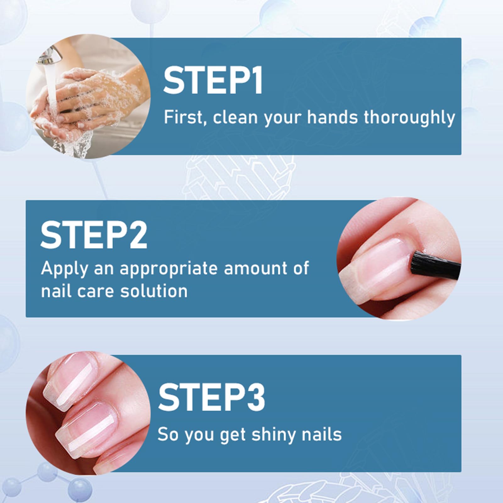 Instructions and bottle view of Nthfecg keratin amino acid nail serum