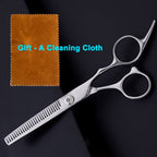 Packaging contents showing the authentic imported stainless steel hair thinning tool kit.