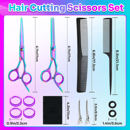AULikY 6.7-inch barber straight cutting scissors close up highlighting ultra sharp blade edge