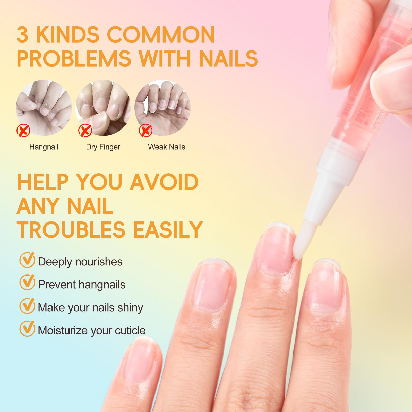 Application of cuticle oil pen on nails