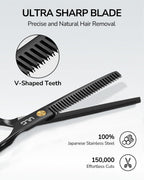 ULG hair cutting scissors package contents including removable rubber handle inserts