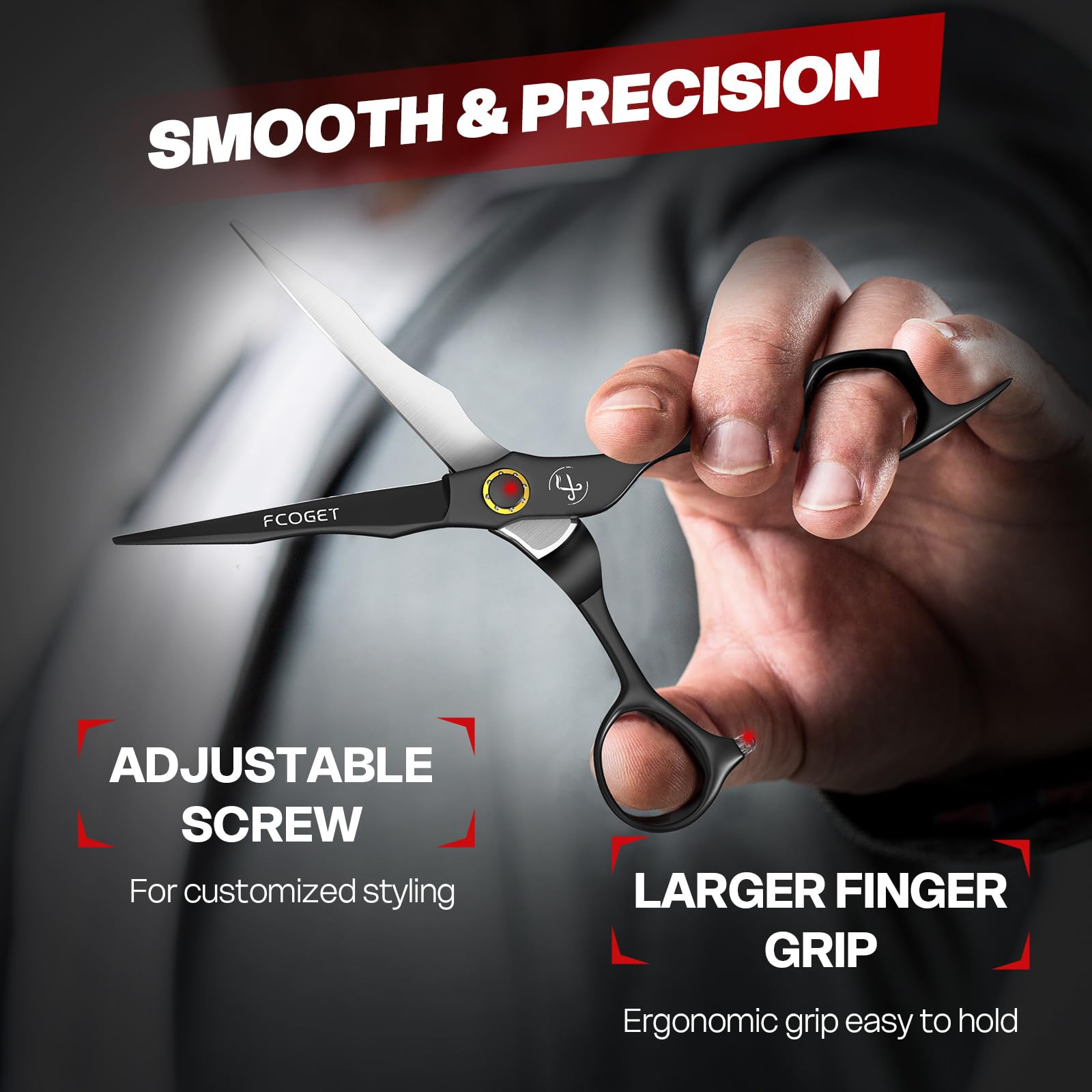 Fcoget 6.8 inch Japanese 440C stainless steel shears showcasing sharp edge blades