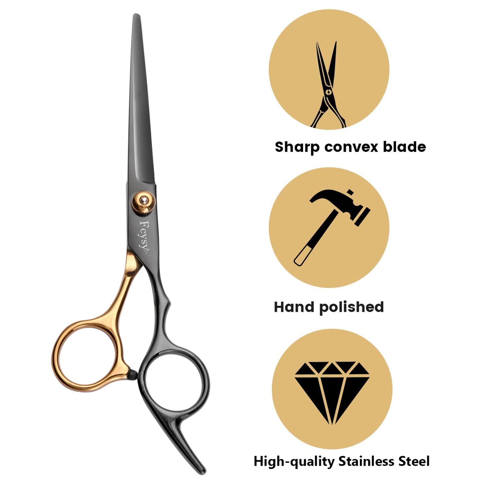 Close up of the hand sharpened stainless steel blades of the Fcysy salon thinning shears.