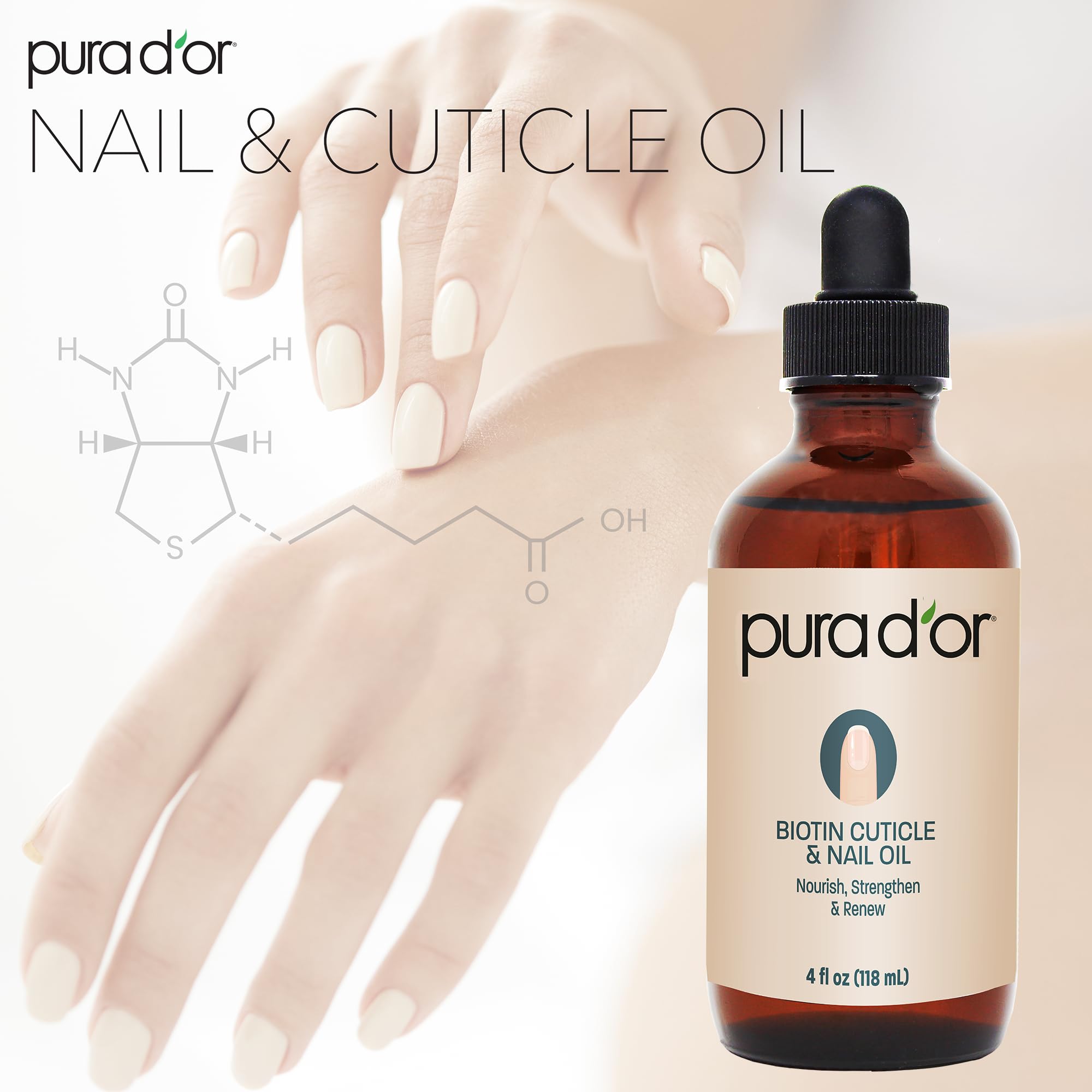Application of Pura D'or nail oil on finger cuticles