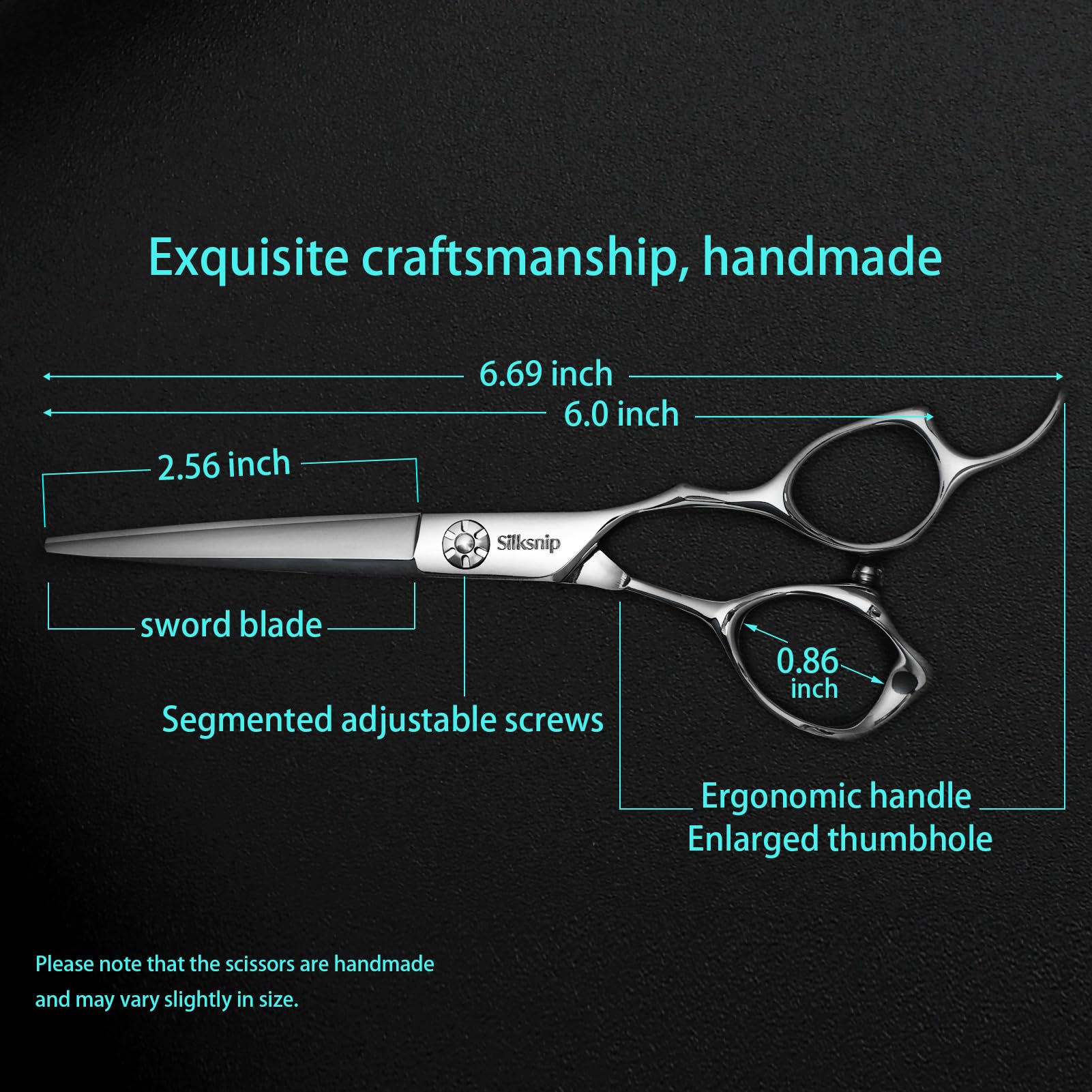Stainless steel barber shears showing ultra sharp blades close up view
