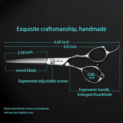 Stainless steel barber shears showing ultra sharp blades close up view