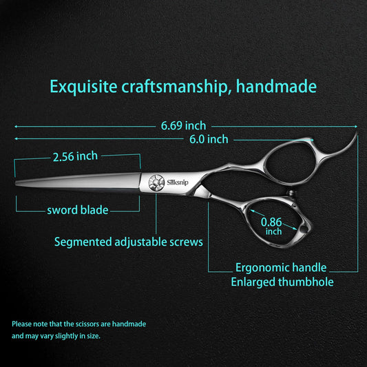 Stainless steel barber shears showing ultra sharp blades close up view