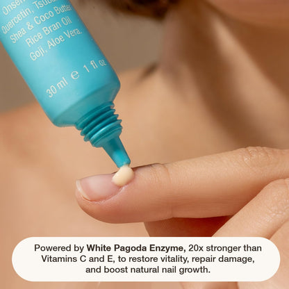 Side profile of Onsen Secret 30 ml nail care cream bottle.
