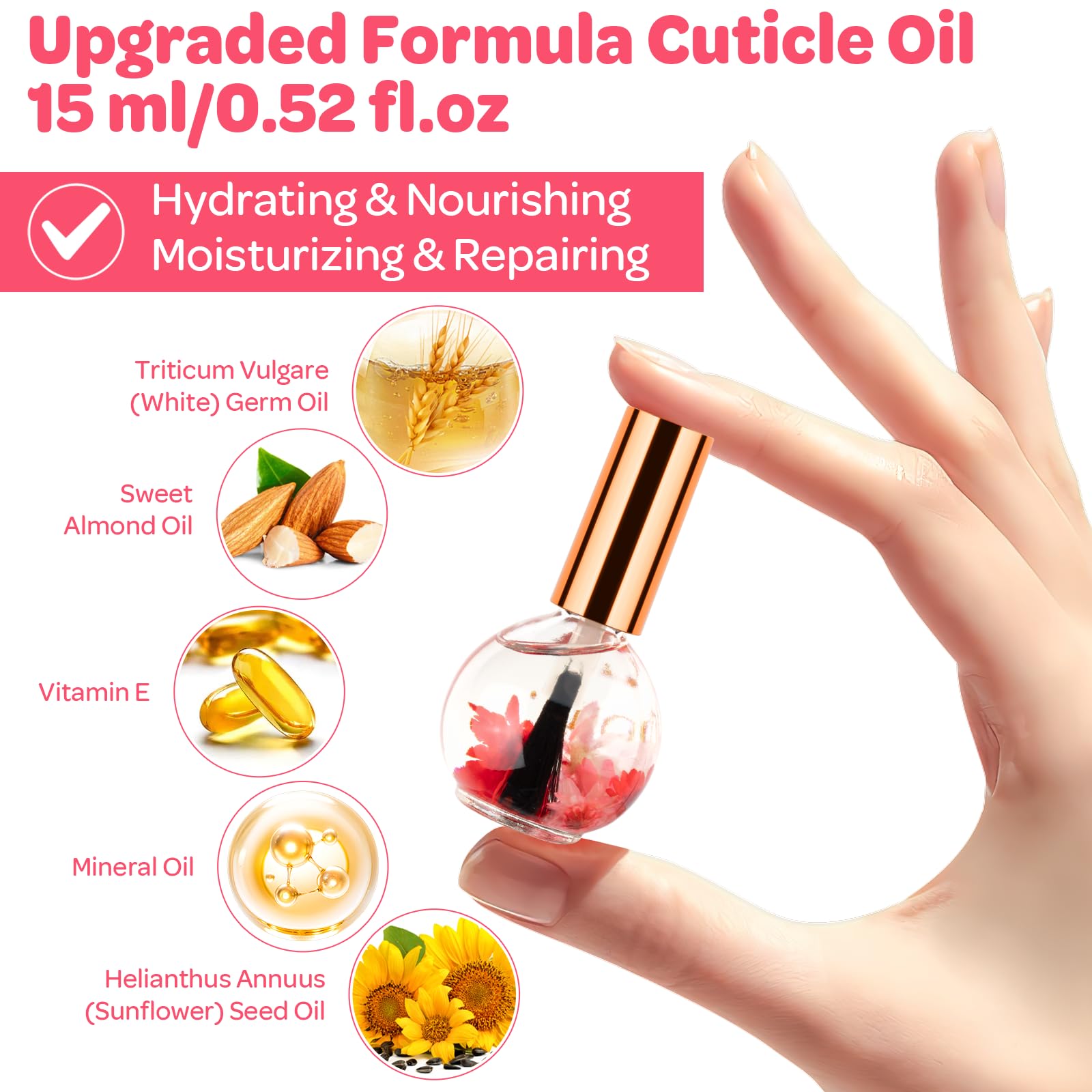 Jiasheng cuticle oil 15ml bottle branding and strawberry scent label