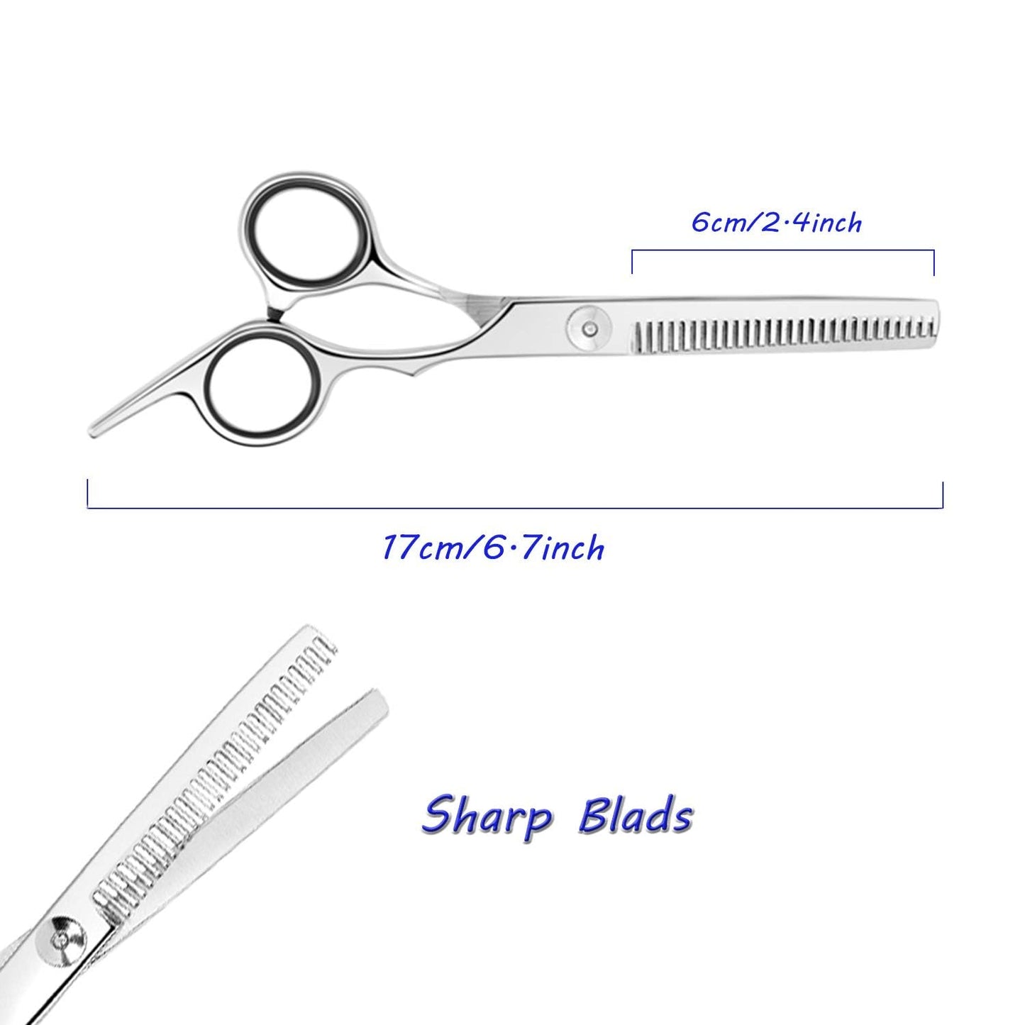 Essoy professional hairdressing shears showcasing the ergonomic thumb handle and finger support rest.