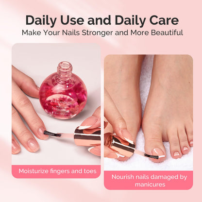 MelodySusie 28ml cuticle oil bottle showing real petals.