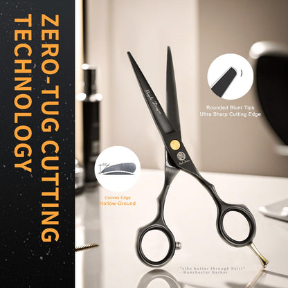 Purple Dragon professional styling shears set showcasing the adjustable tension screw and ergonomic finger rings