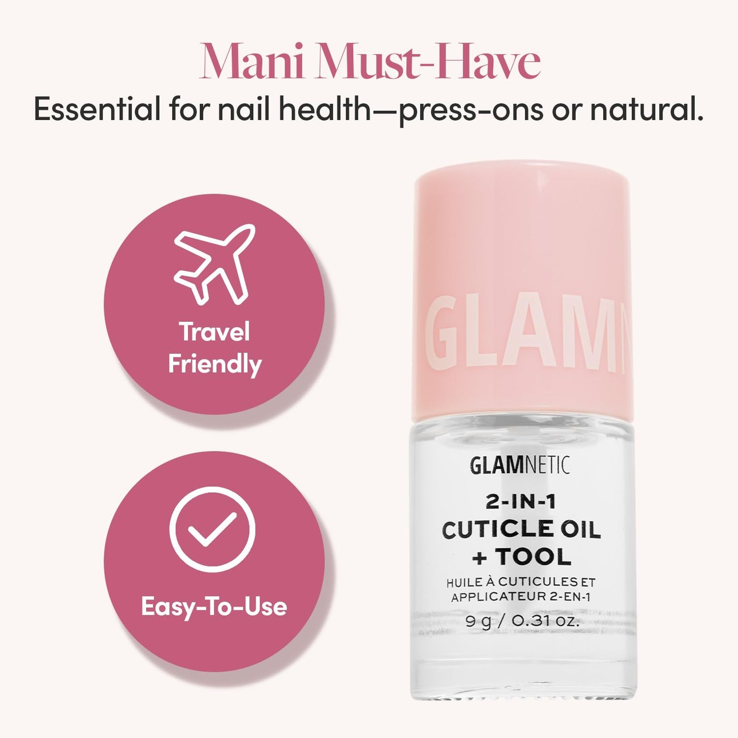Glamnetic nail care serum bottle in packaging