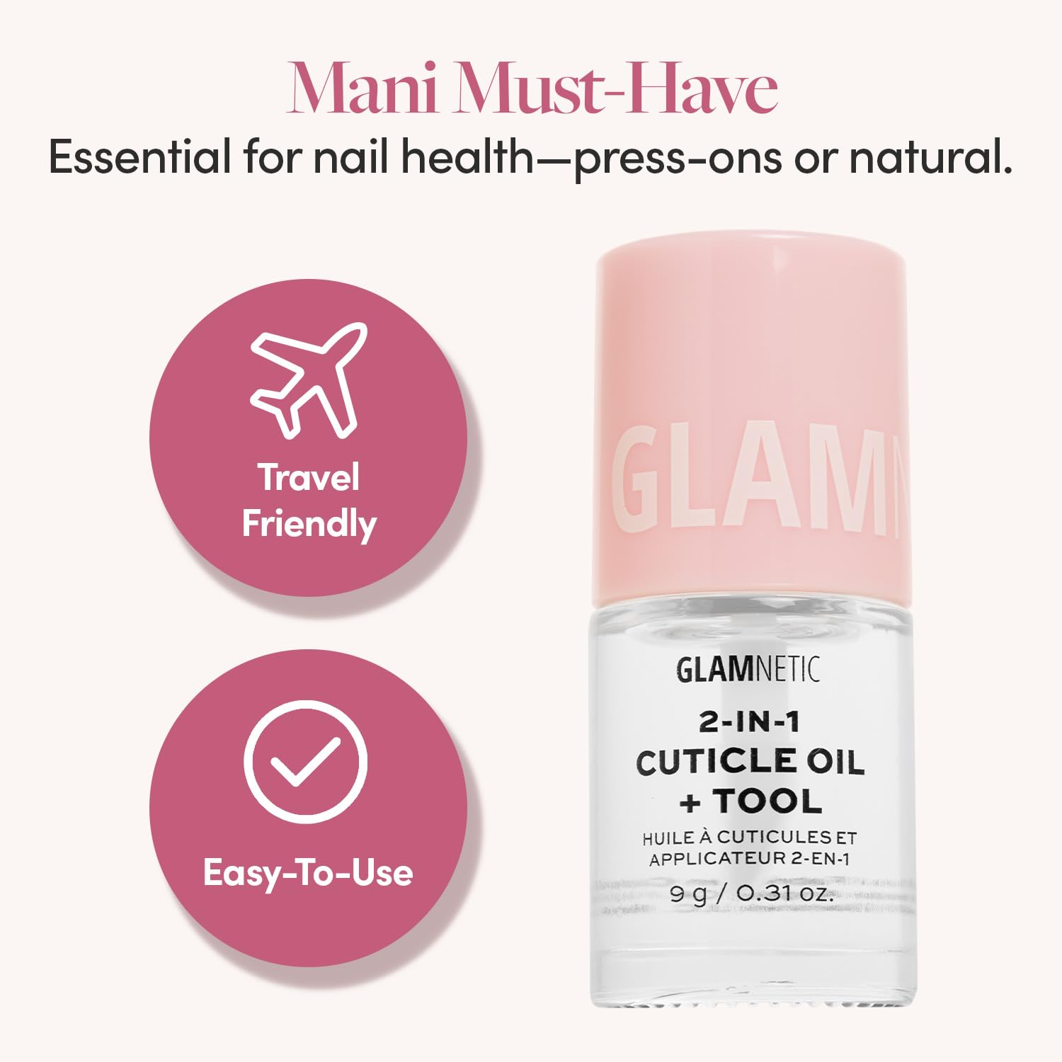 Glamnetic nail care serum bottle in packaging