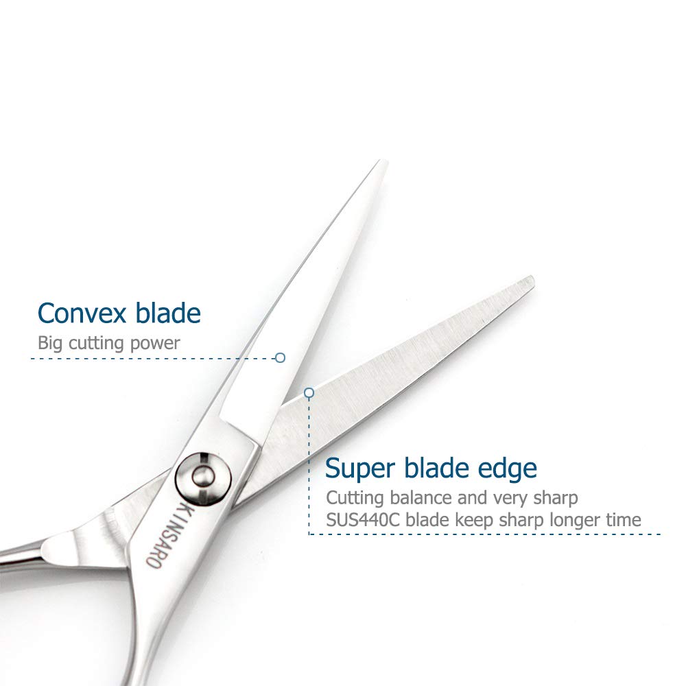 Ergonomic finger loops and finger rest of the silver Kinsaro salon shears