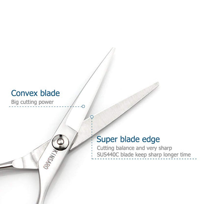 Ergonomic finger loops and finger rest of the silver Kinsaro salon shears