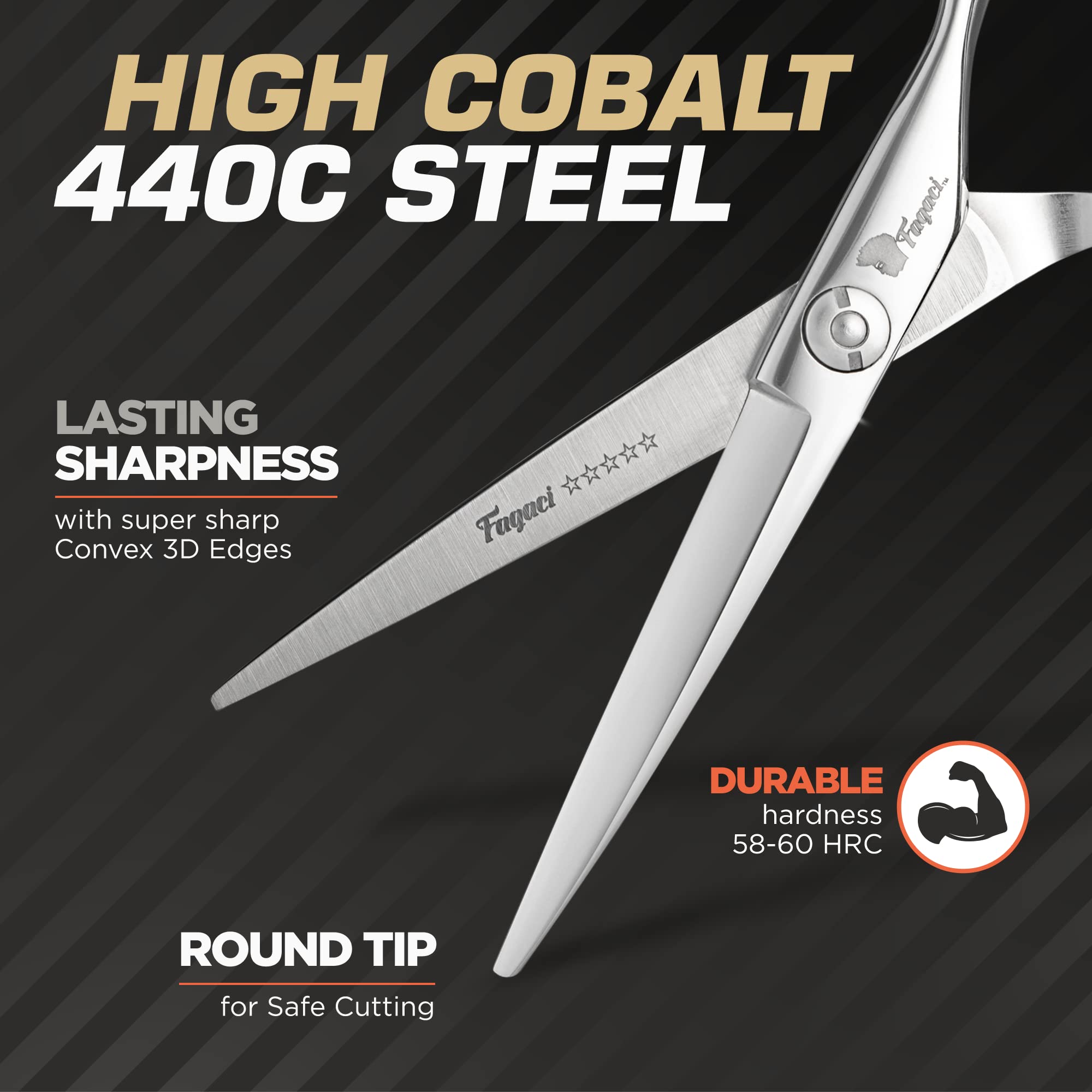 Ergonomic handle detail of Fagaci professional hair cutting shears