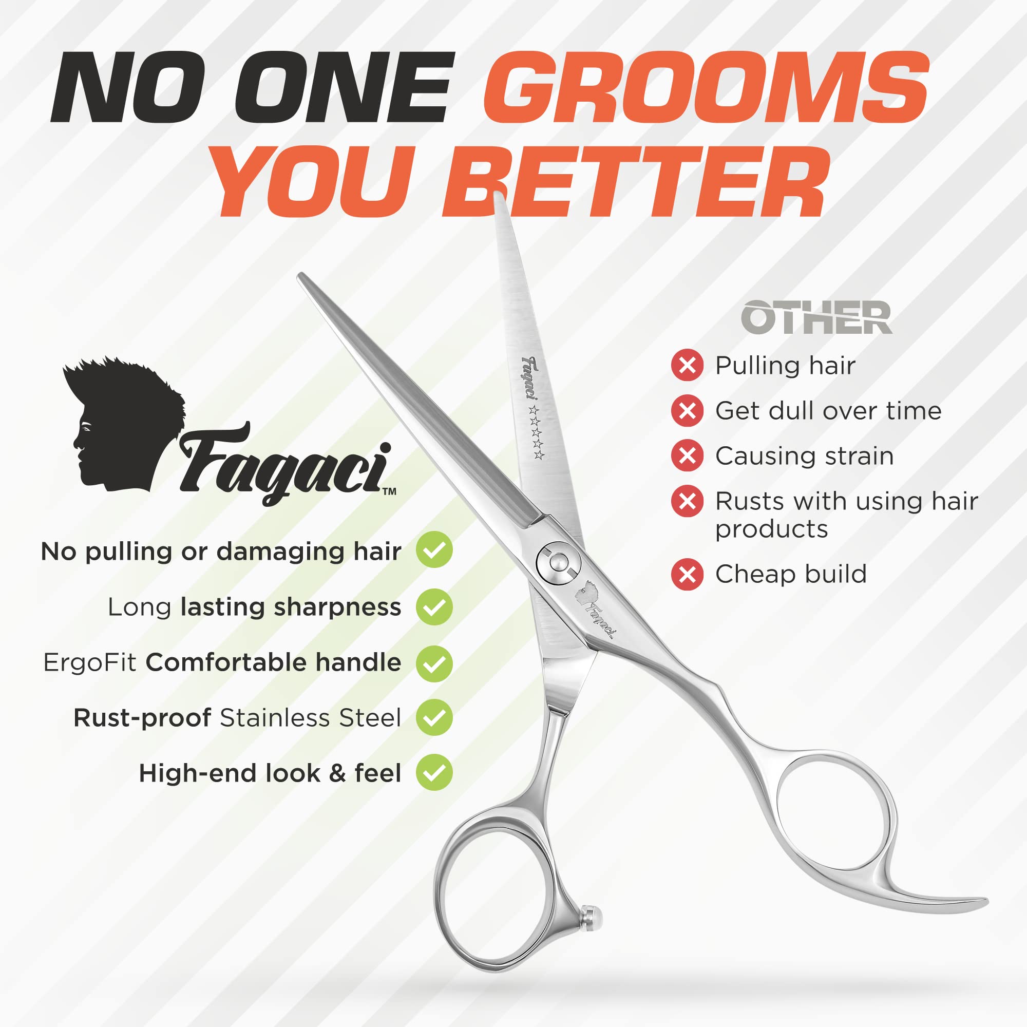Fagaci hair cutting scissors with premium adjustment tension screw