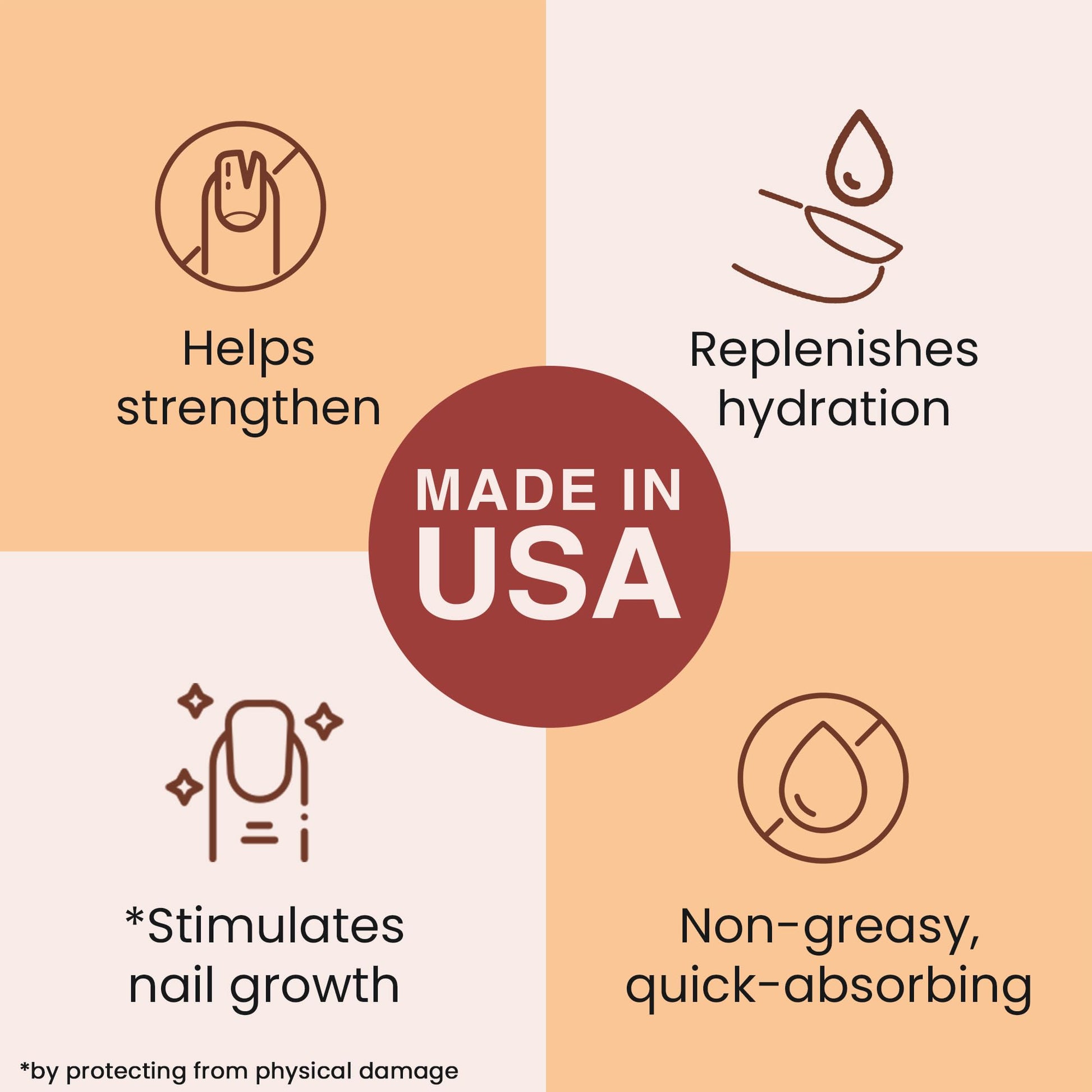 Texture shot of USA made organic nail oil for damaged nails