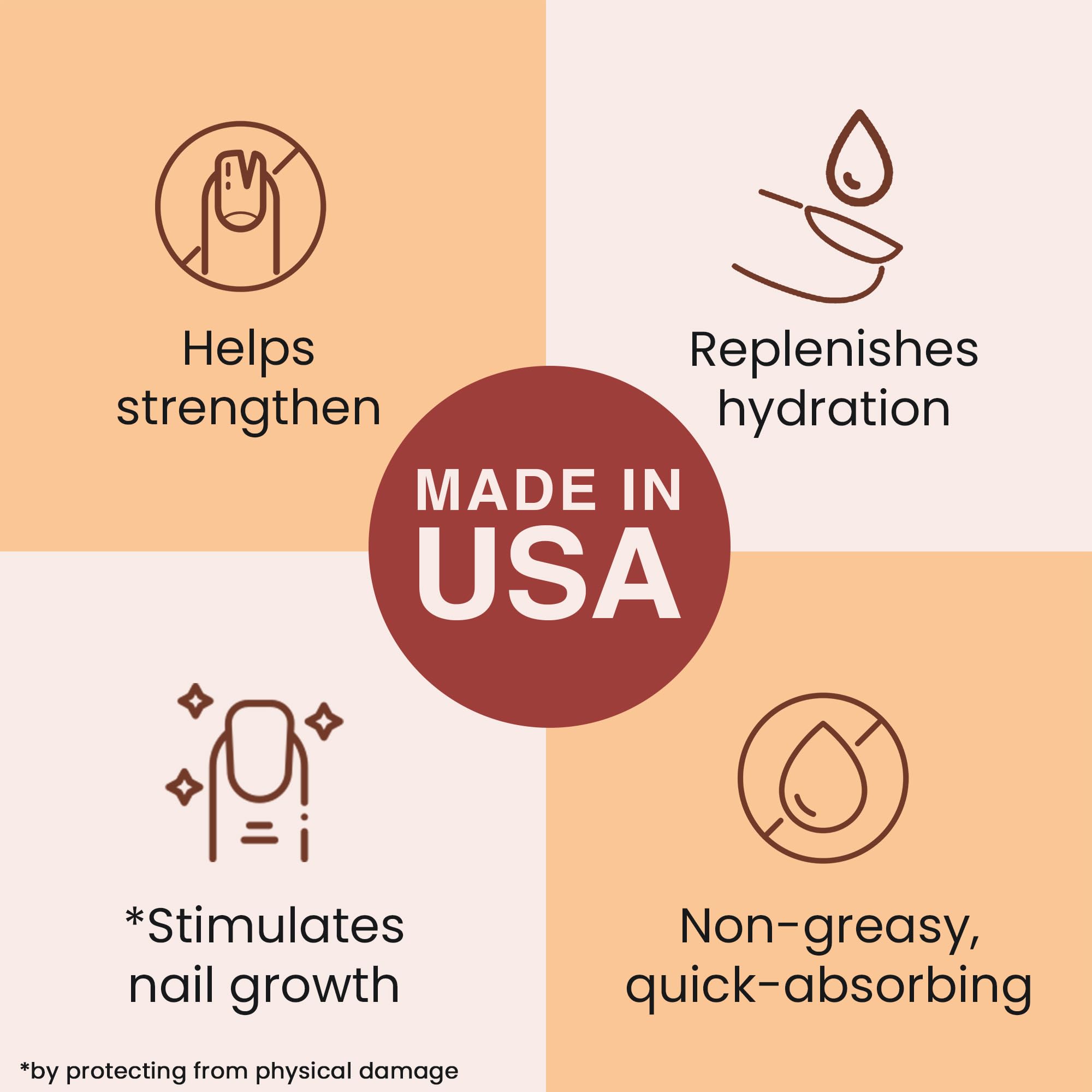 Texture shot of USA made organic nail oil for damaged nails