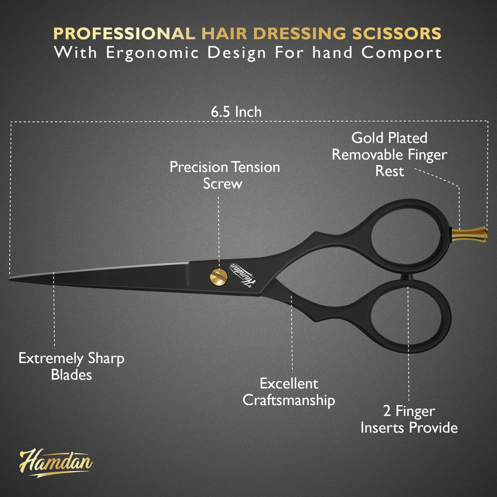 Professional barber shears with removable rubber finger inserts for precise haircutting