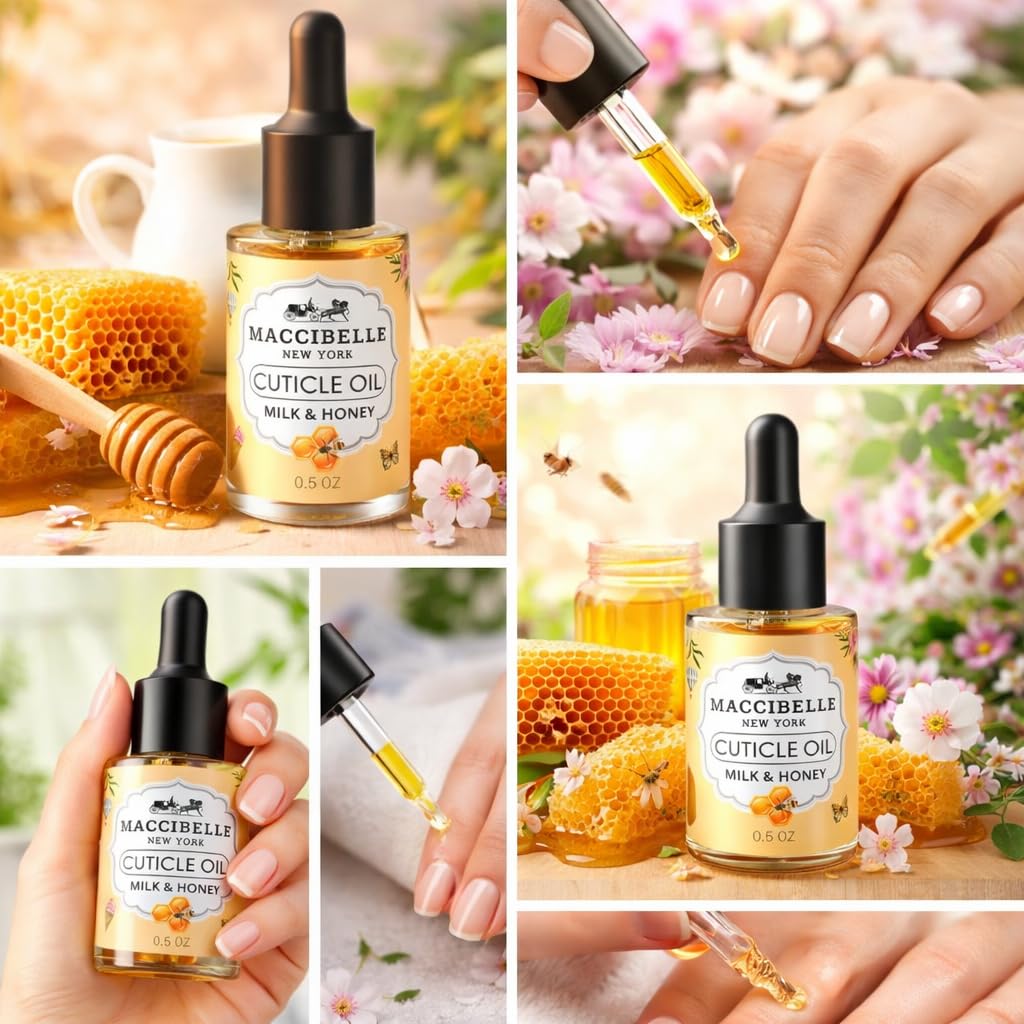 Top view of Maccibelle nail care oil glass packaging