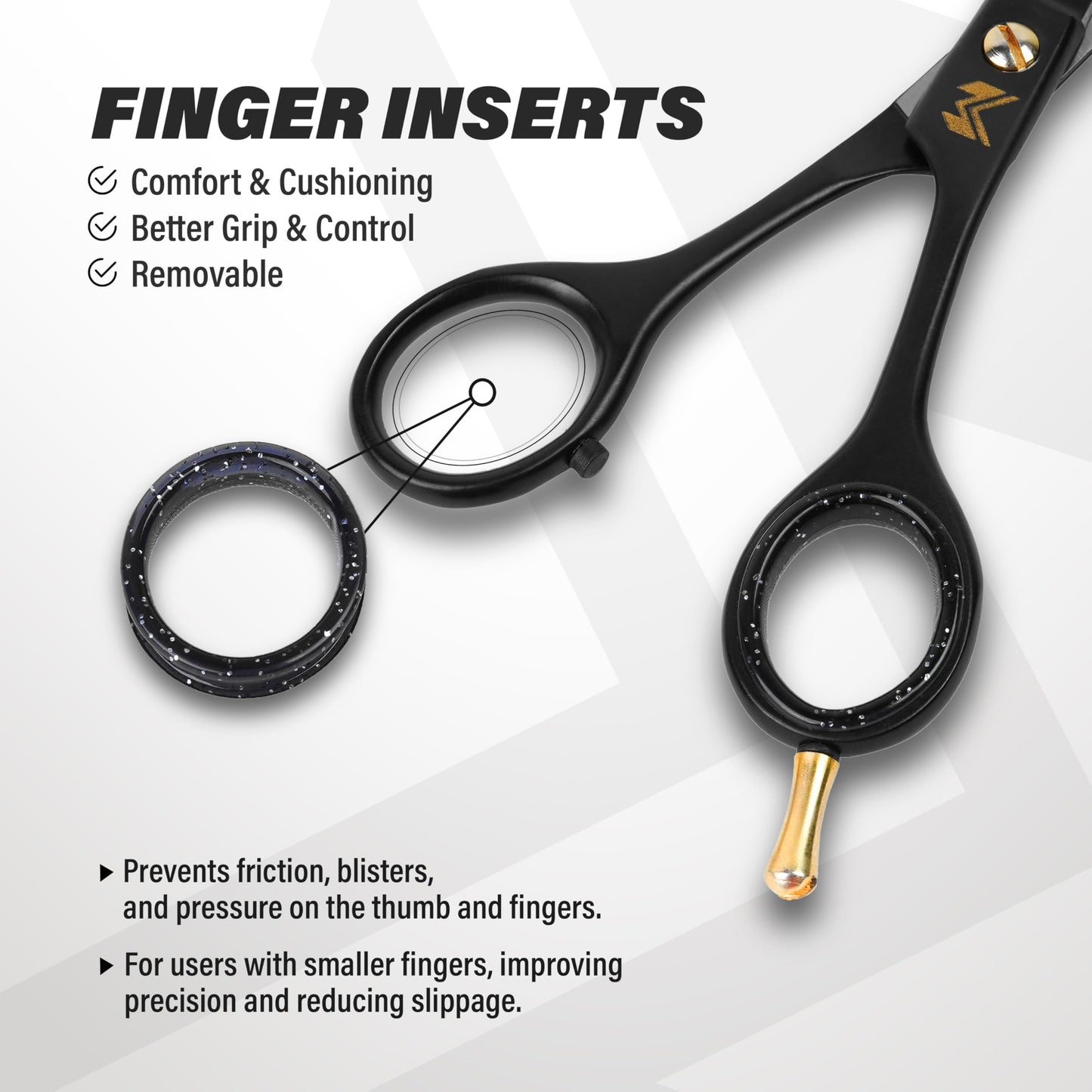 MUSI professional haircut shears being used for precision beard and mustache trimming.