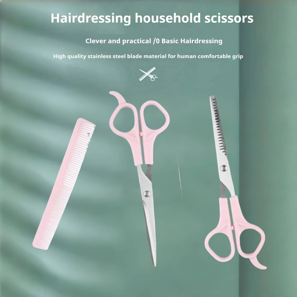 TIKMNO 3 piece pink barber set including shears thinning scissor and black styling comb