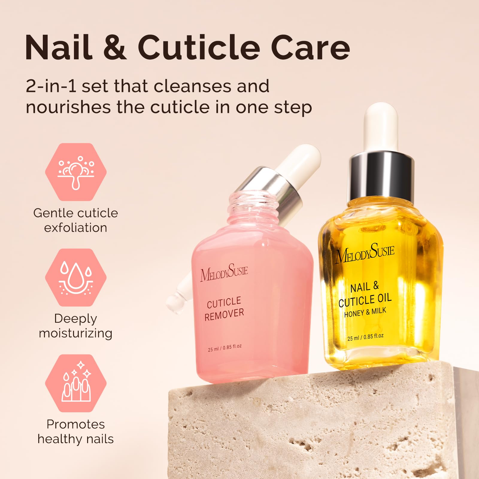 Application of MelodySusie nourishing cuticle oil on healthy nails