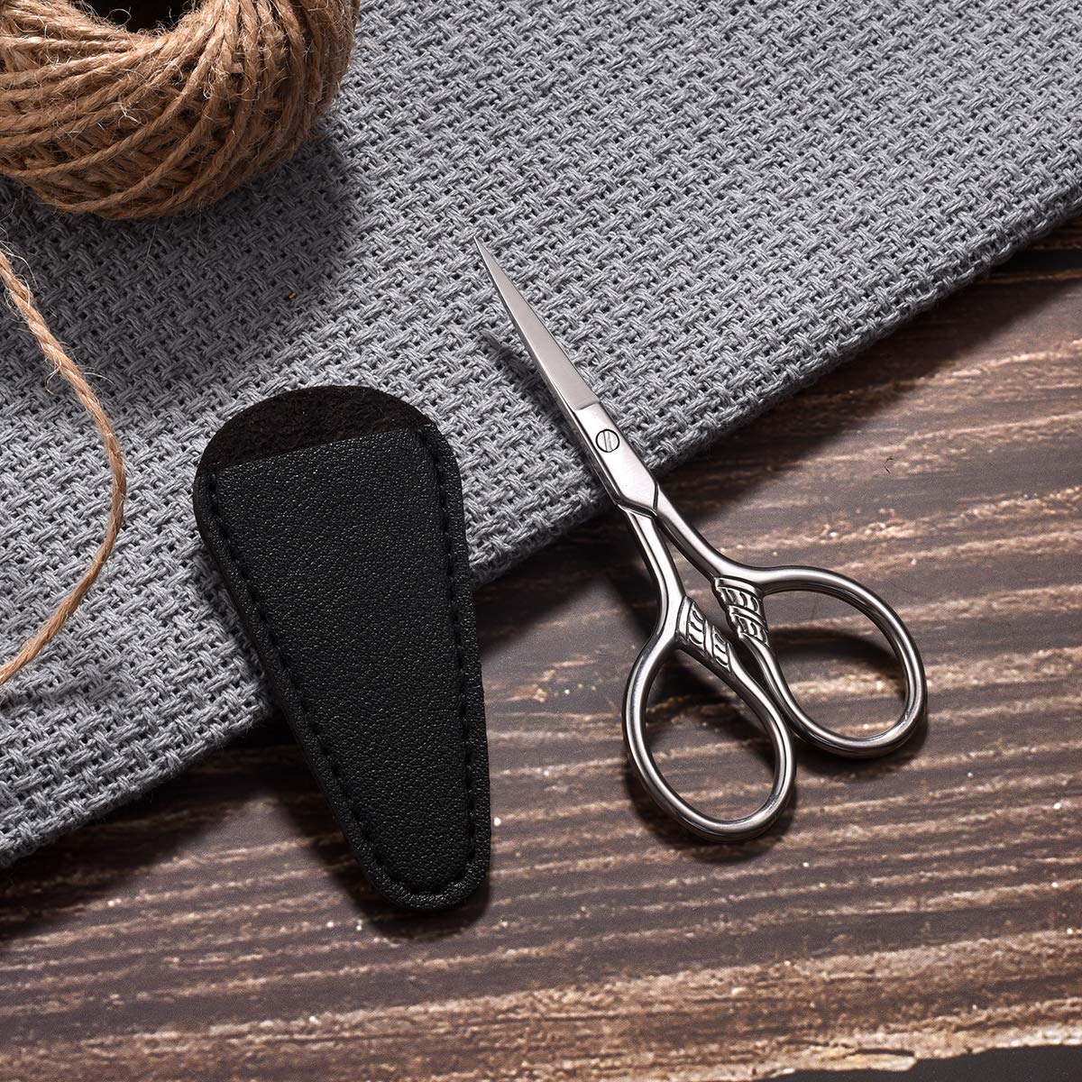 Close up view of the sharp 0.8mm micro precision tips on the beauty scissors